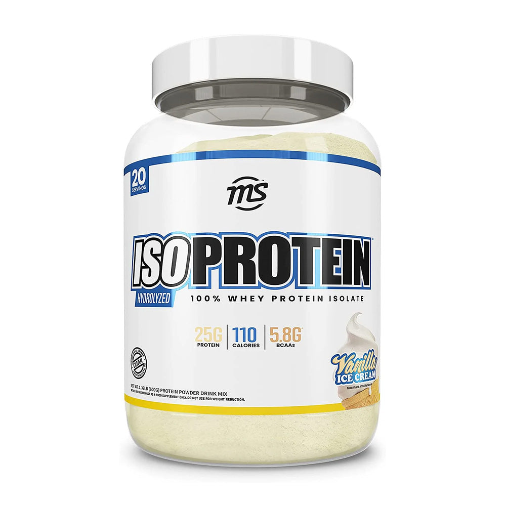 MAN SPORTS_Iso-Protein 加水分解 100% ホエイプロテインアイソレートパウダー バニラアイスクリーム 20回分、600g
