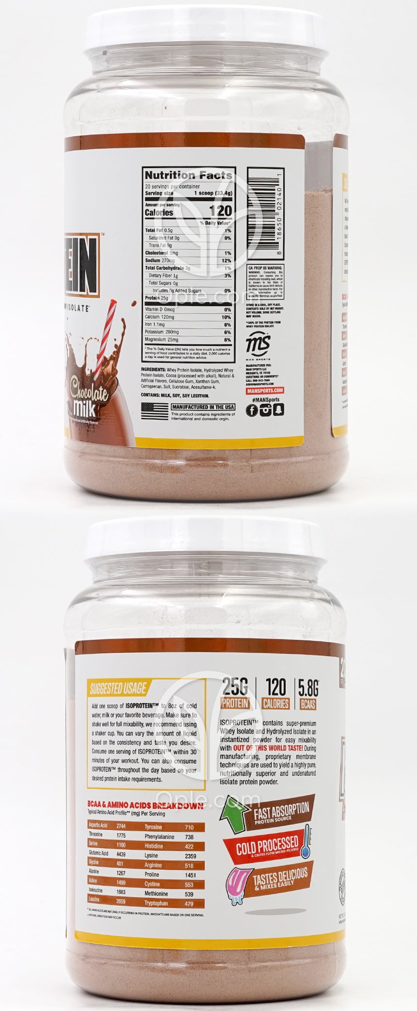 IsoProtein Hydrolyzed 100% Whey Protein Isolate Powder Chocolate Milk 20 Servings,  1.47 lb — 후면