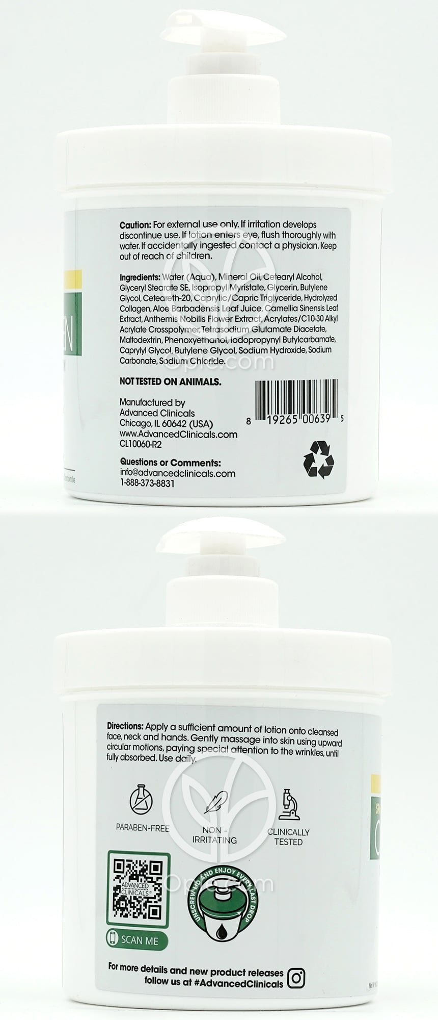 アドバンスドクリニカルズ_コラーゲンスキンレスキューローション、454g — 후면