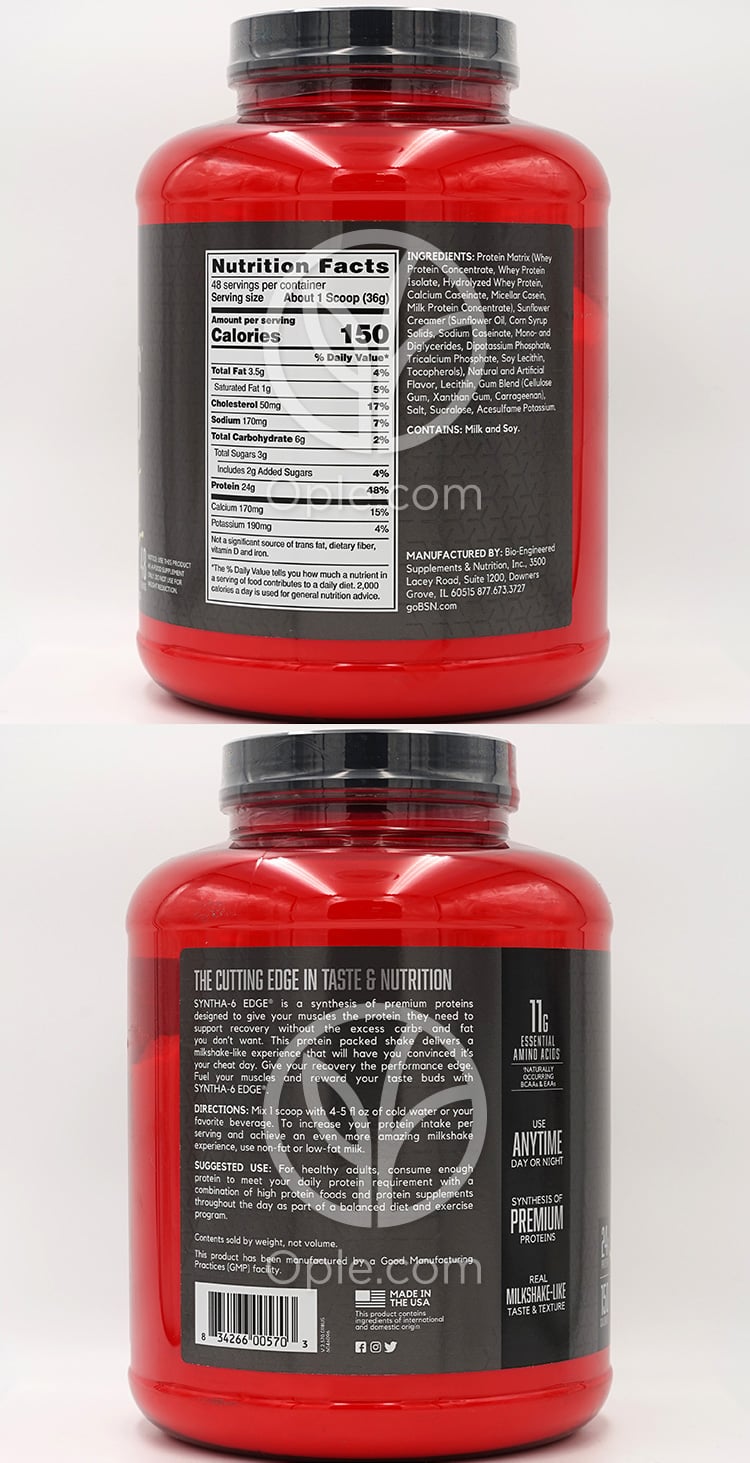 BSN_シンタ-6 エッジプロテインパウダードリンクミックス バニラミルクシェイク、1.75kg — 후면