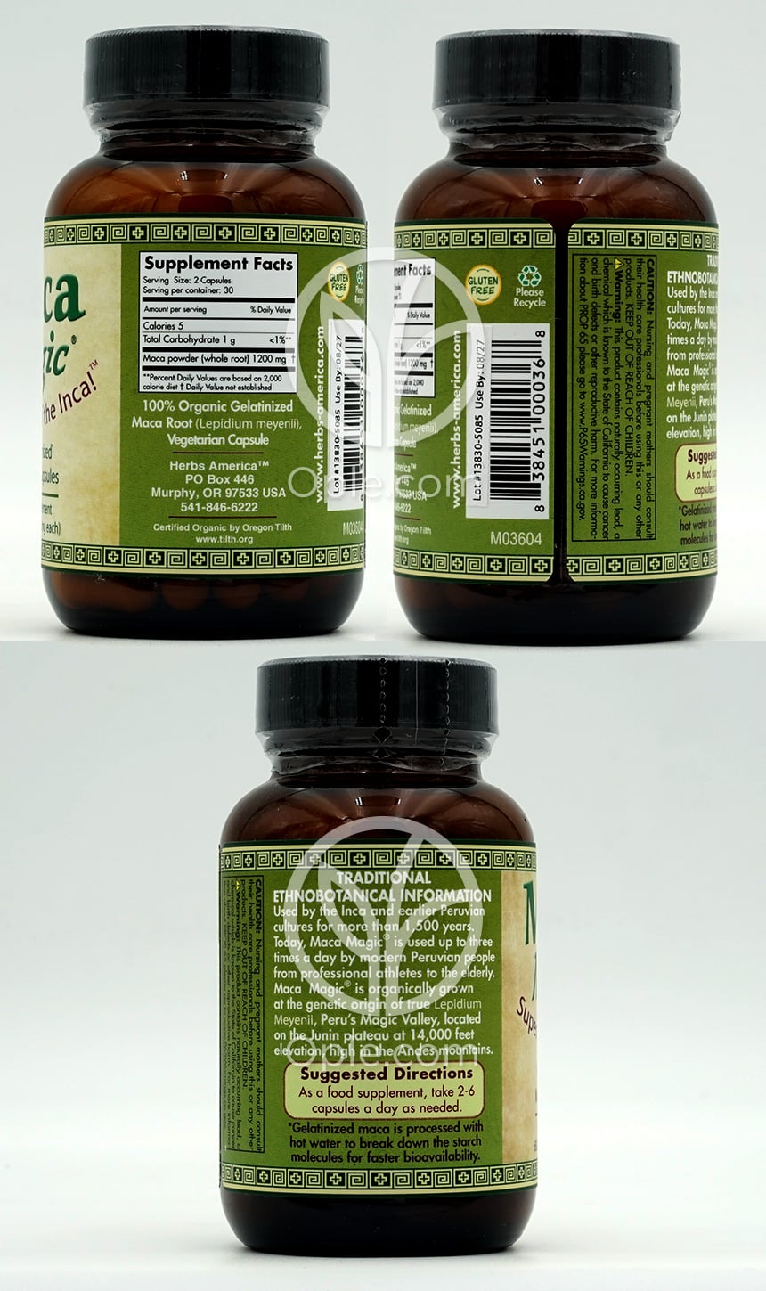 마카매직_퓨어 젤라틴화 마카 루트캡슐 600mg, 60캡슐 — 후면