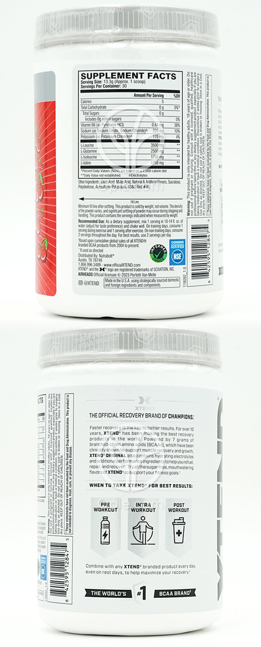 엑스텐드_오리지널 BCAA 에어헤드 체리 맛 30 서빙, 399g — 후면