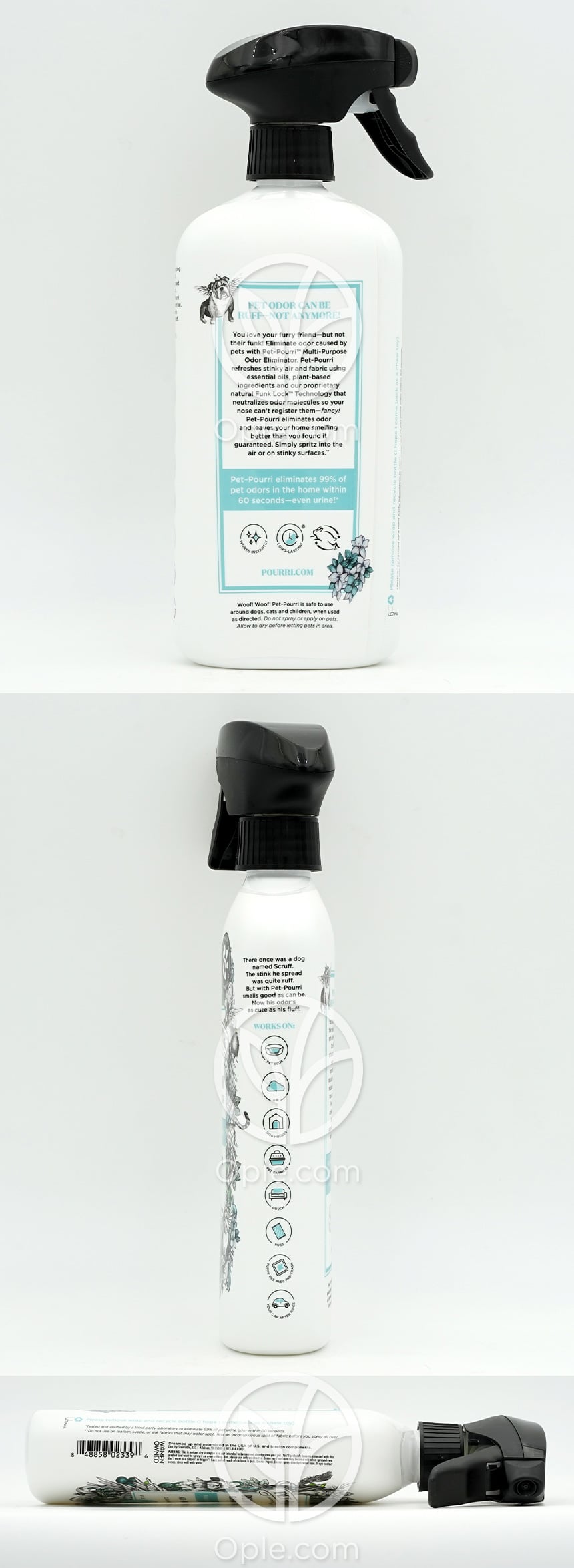 푸푸리_펫 푸리 에어+패브릭 펫 냄새 제거제 퍼지티블리 프레쉬, 473ml — 후면