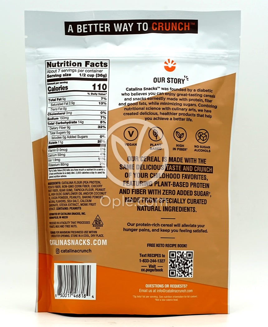 카탈리나크런치_키토 프렌들리 시리얼 초콜릿 피넛 버터, 255g — 후면