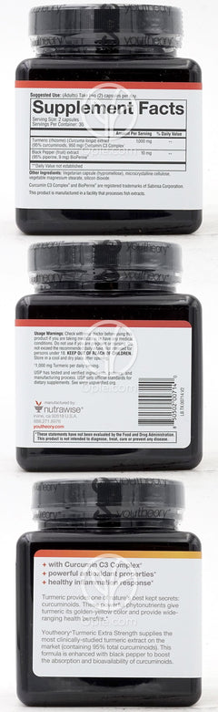 유씨어리_터메릭 엑스트라 스트렝스 포뮬러 1,000mg, 60 베지캡슐