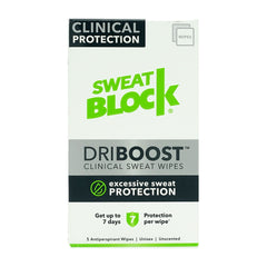 Driboost Clinical Sweat Antiperspirant Wipes Unscented,  5 Count