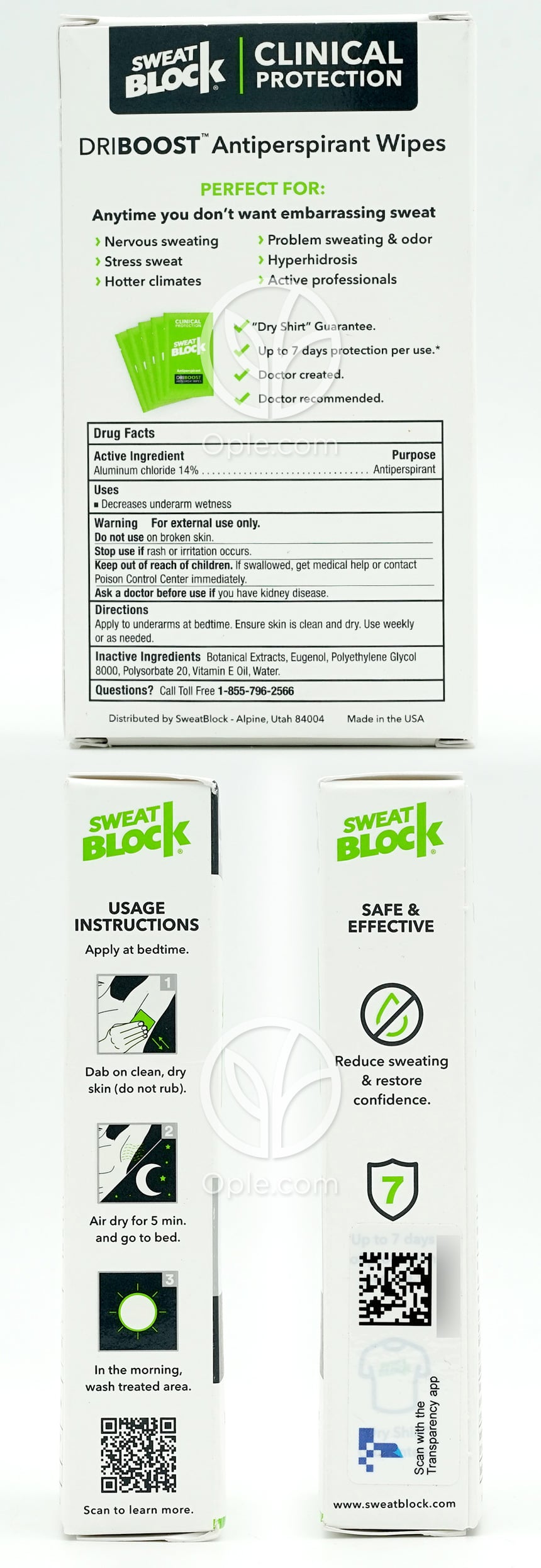 Driboost Clinical Sweat Antiperspirant Wipes Unscented,  5 Count — 후면
