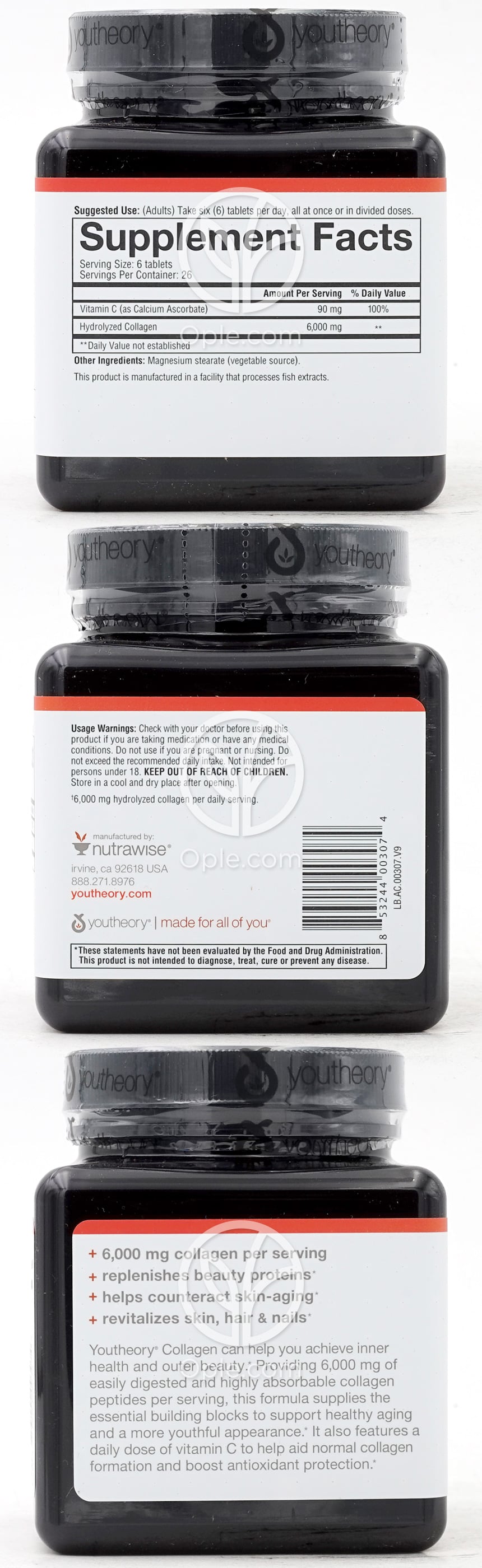 유씨어리_콜라겐 6000mg, 160타블렛 — 후면