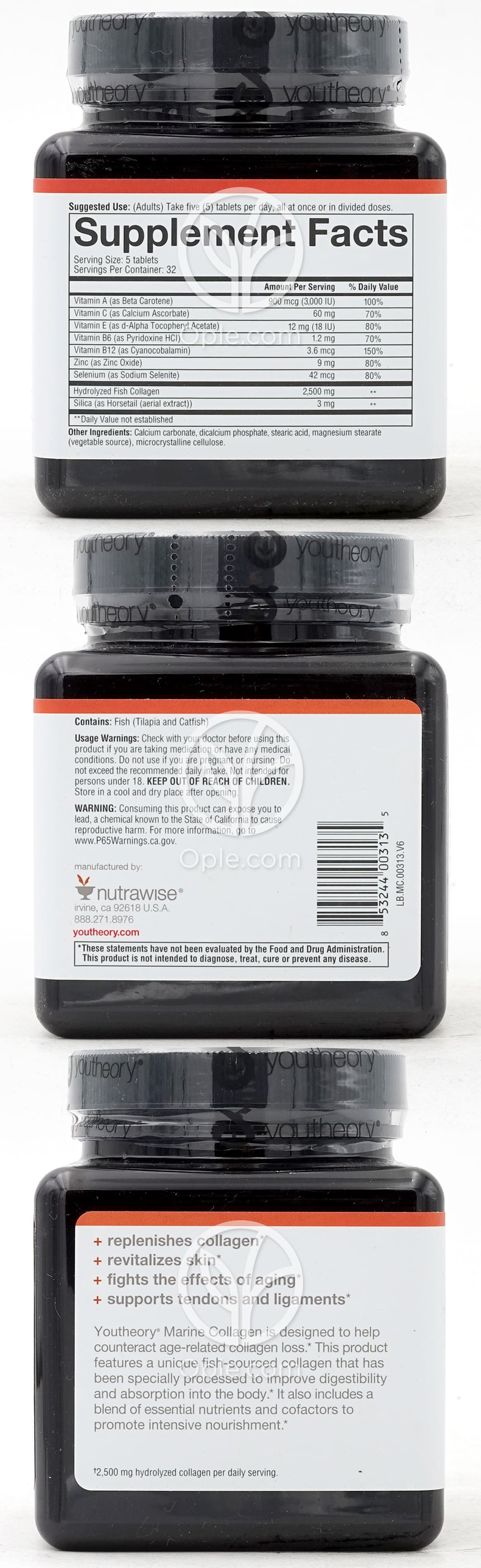 유씨어리_마린 콜라겐 2500mg, 160타블렛 — 후면