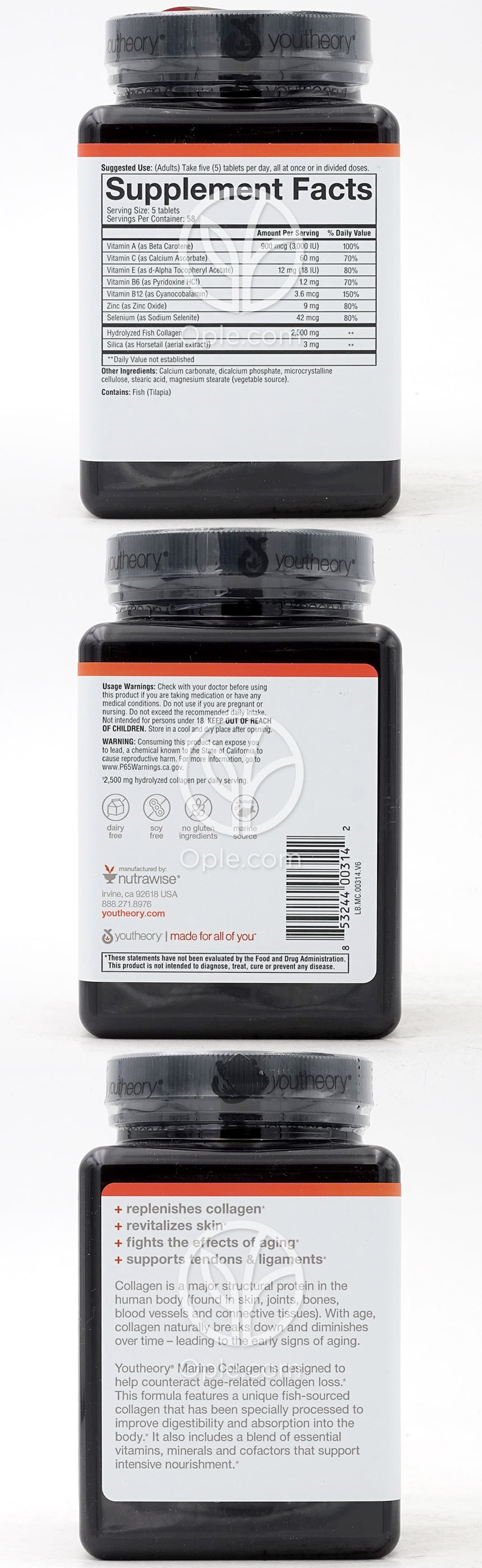 유씨어리_마린 콜라겐 2500mg, 290타블렛 — 후면