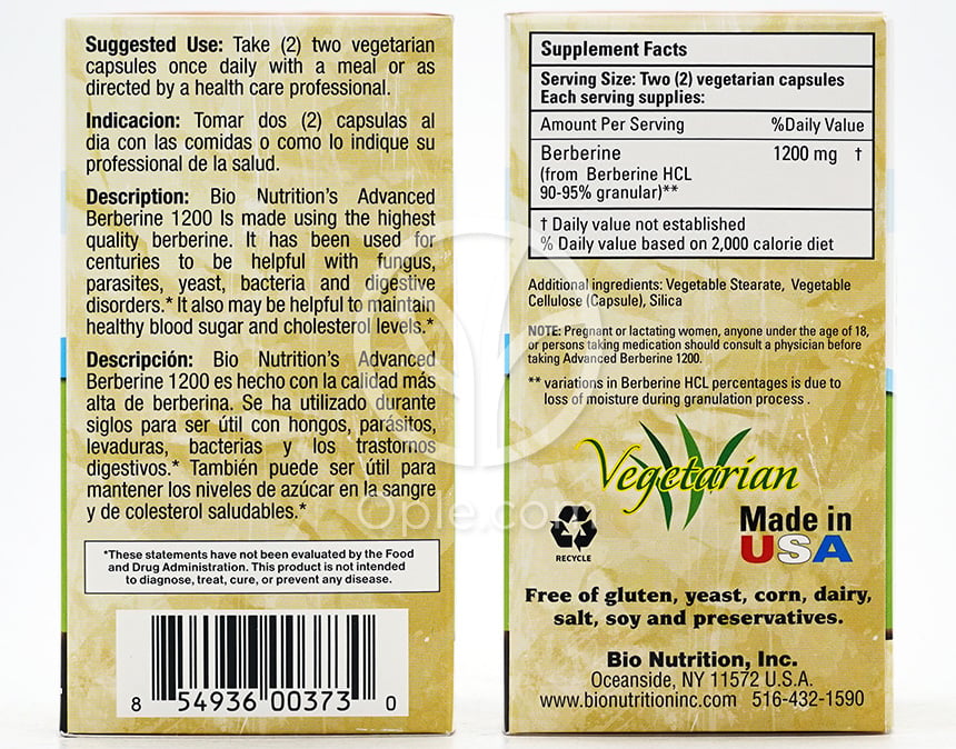 バイオニュートリション_アドバンストベルベリン1200、1,200mg 50ベジカプセル — 후면