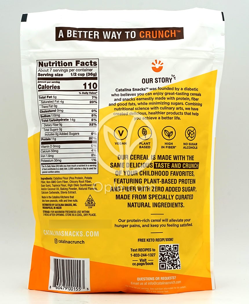 Catalina Crunch ケトフレンドリーシリアル ハニーグラハム 255g — 후면