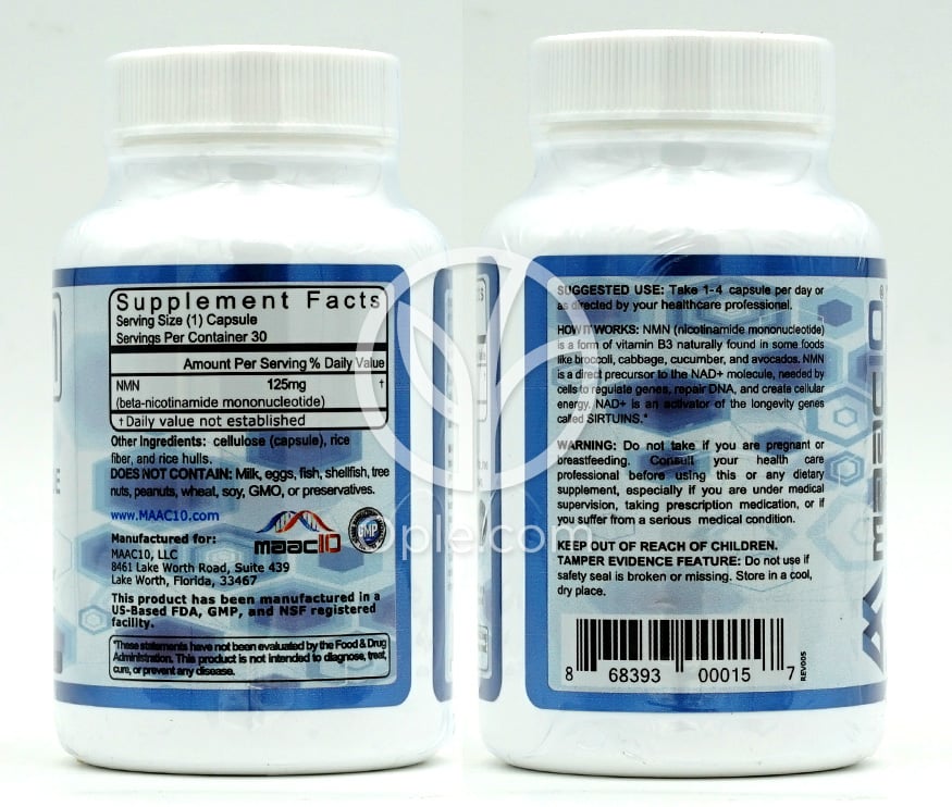 맥텐_NMN (니코틴아마이드 모노뉴클레오티드) 125mg, 30캡슐 — 후면