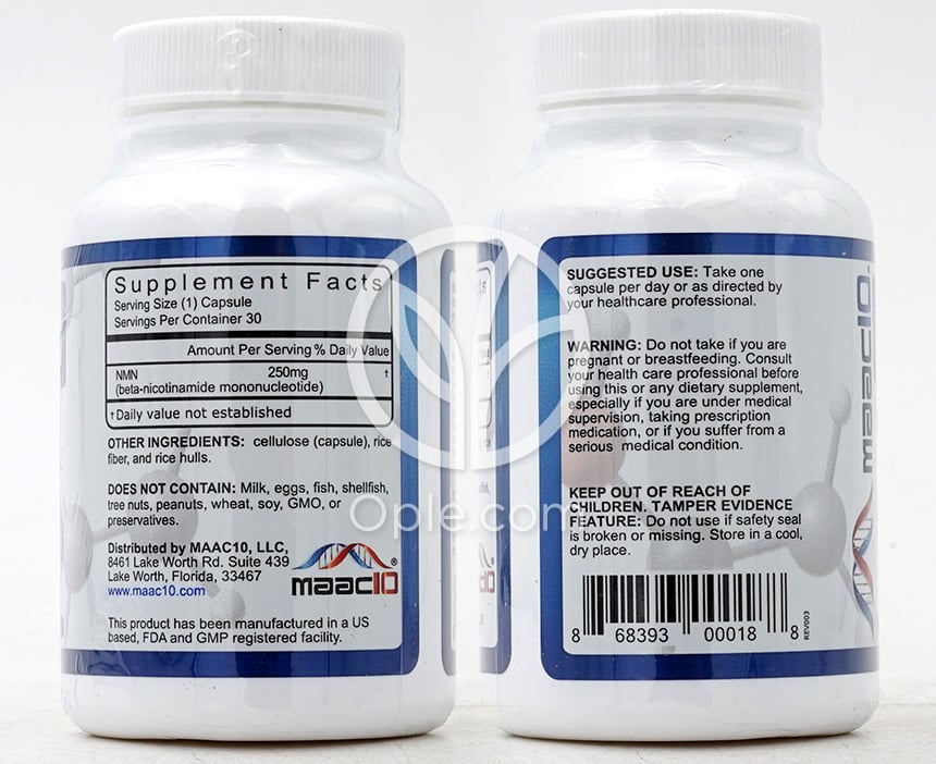 マックテンNMN（ニコチンアミドモノヌクレオチド）250mg 30カプセル — 후면