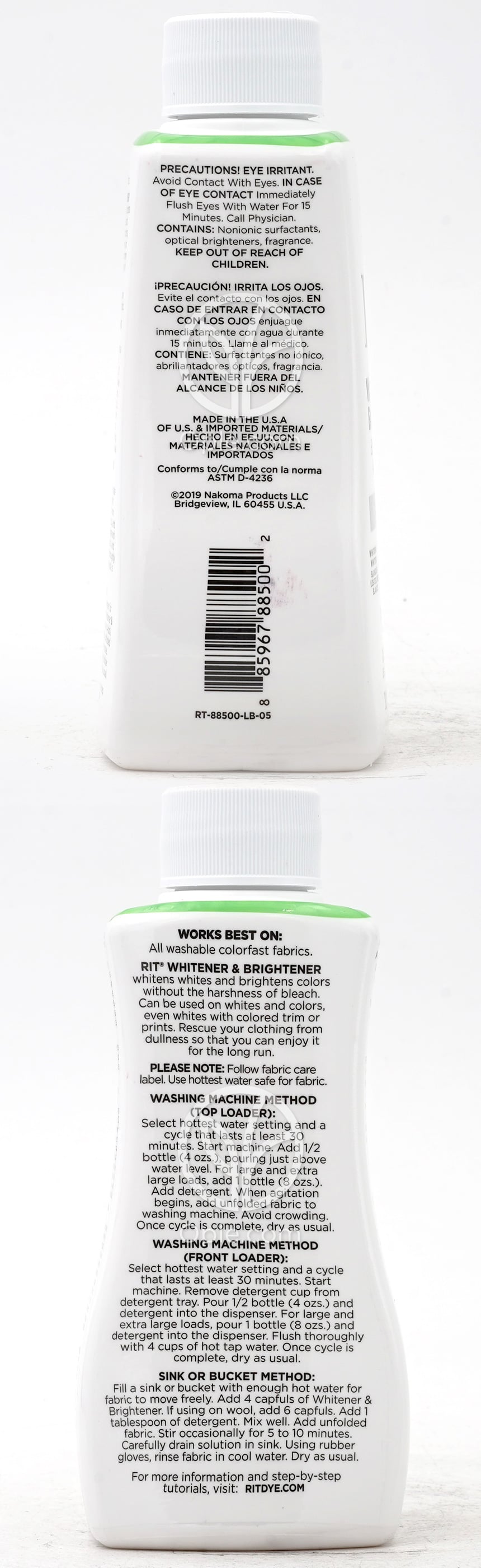리트다이_화이트너&브라이트너 런드리 트리트먼트 리퀴드, 236ml — 후면