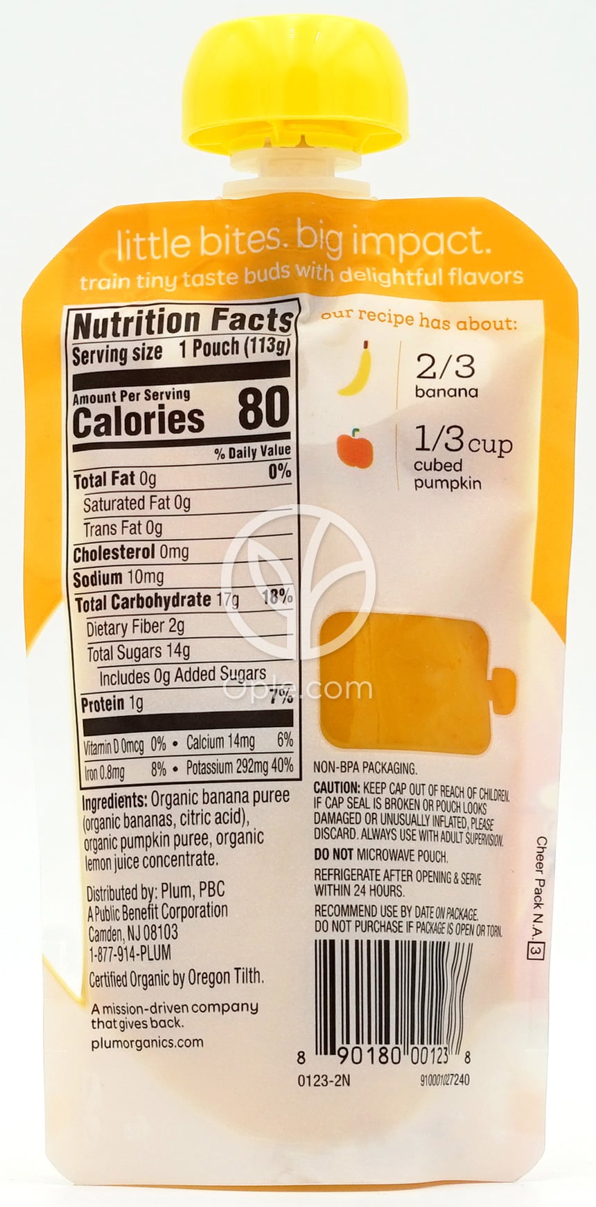 Baby Food Pumpkin & Banana,  4 oz — 후면