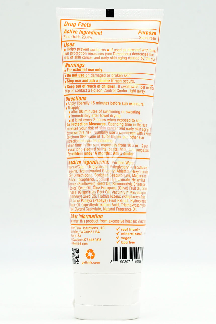 씽크베이비_징크 옥사이드 선스크린 SPF 50, 89ml — 후면