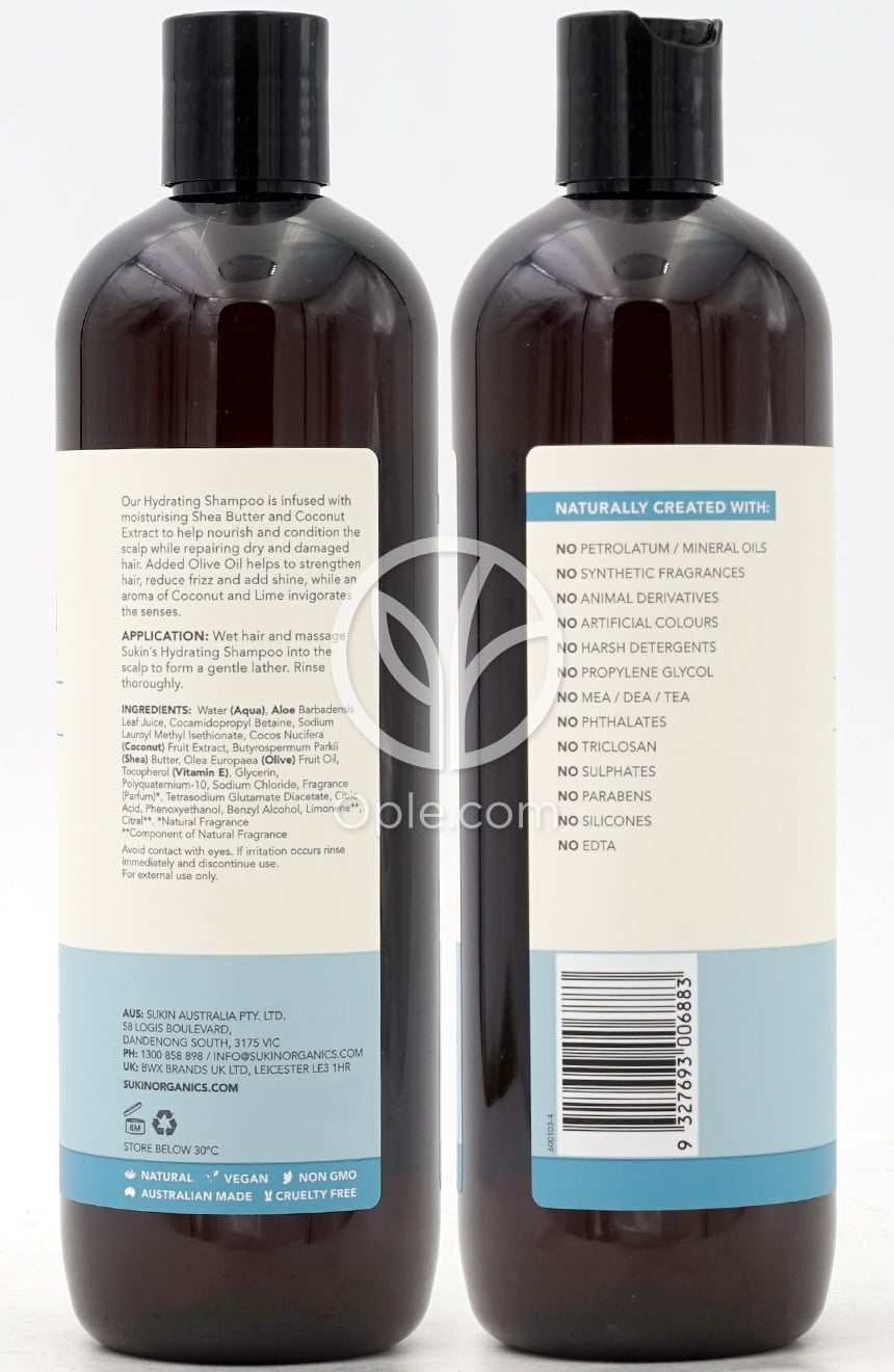 수킨_헤어케어 하이드레이팅 샴푸 포 드라이&데미지 헤어, 500ml — 후면