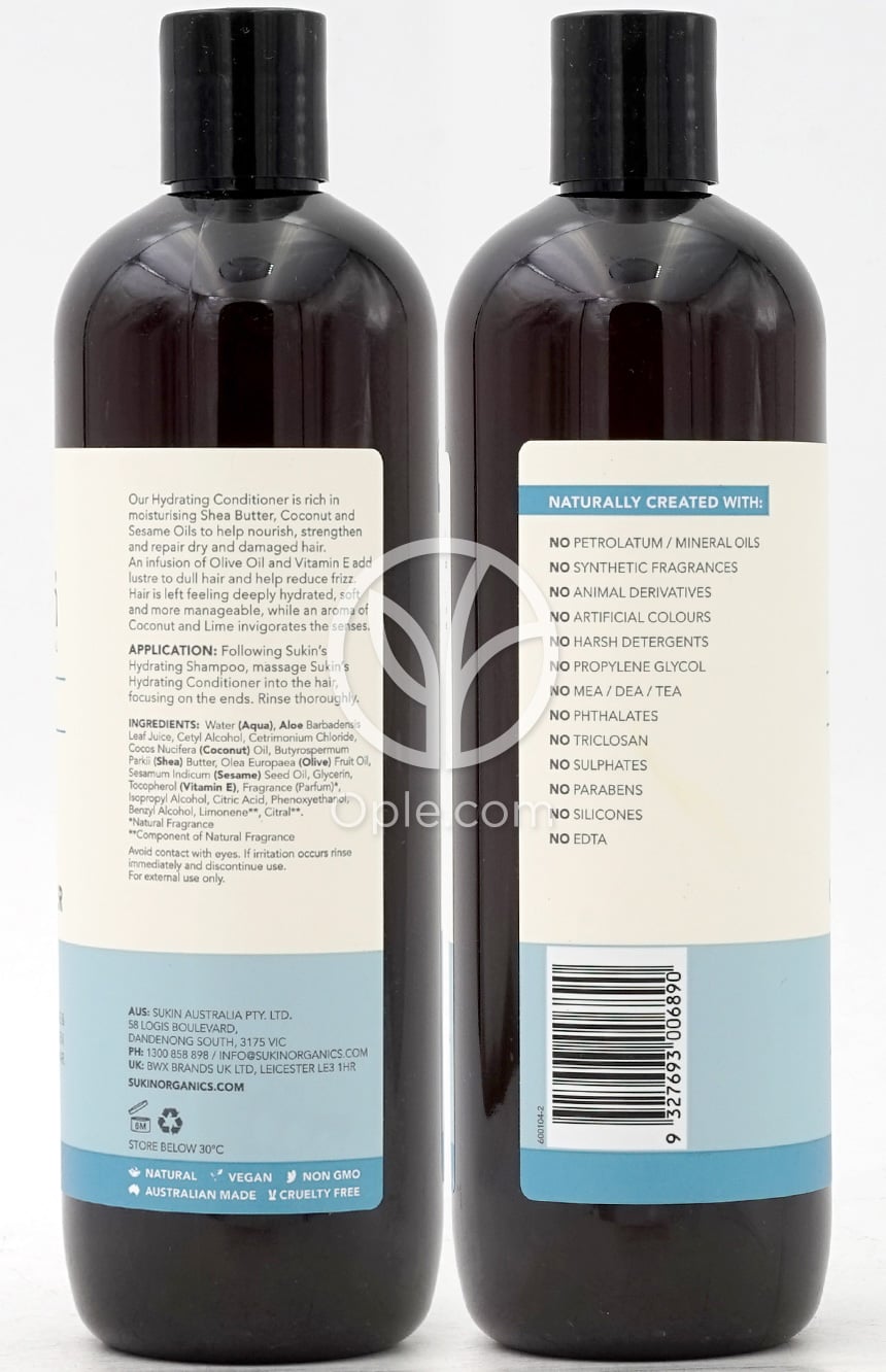 수킨_헤어케어 하이드레이팅 컨디셔너 포 드라이&데미지 헤어, 500ml — 후면