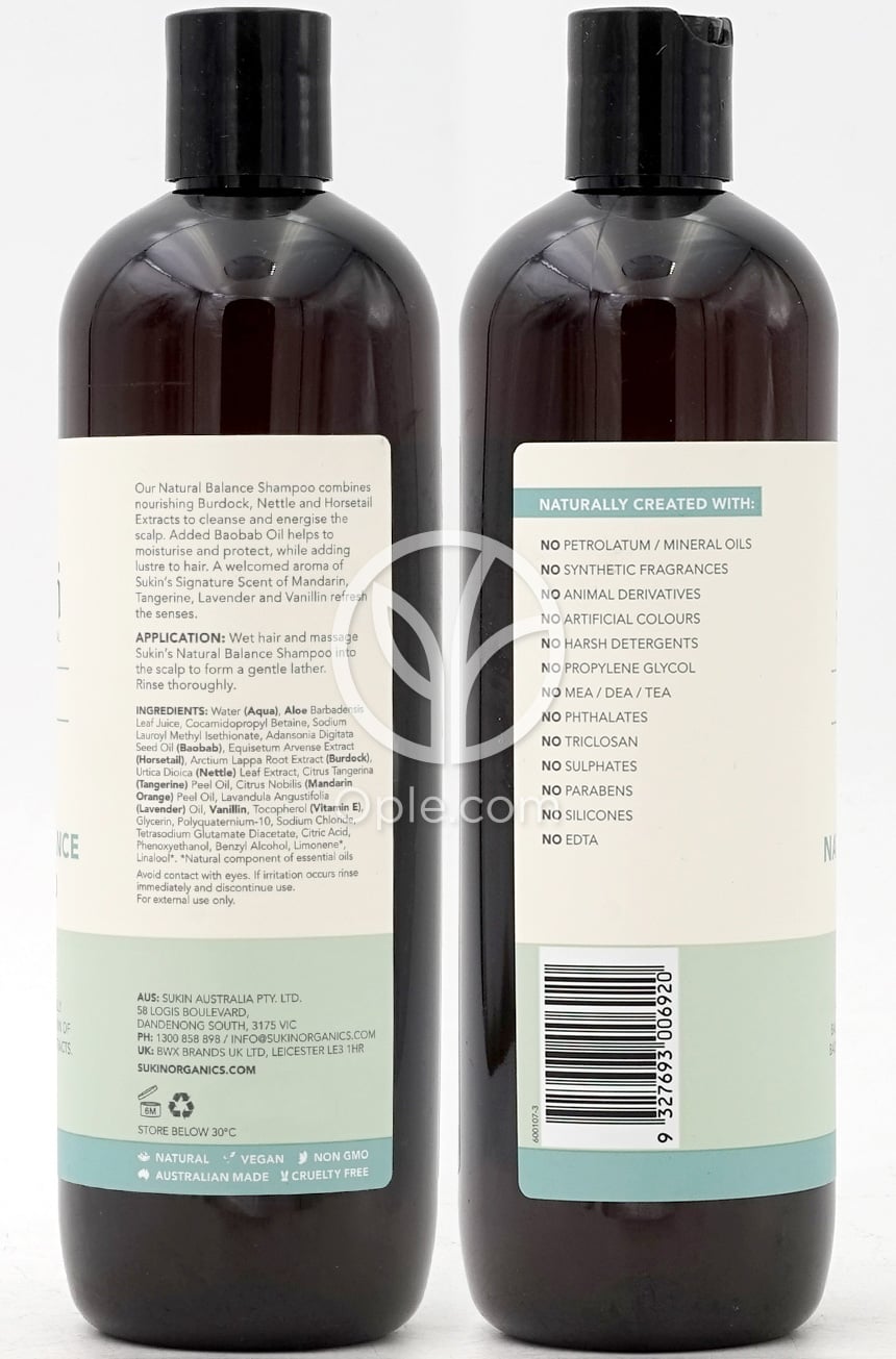 수킨_헤어케어 내추럴 밸런스 샴푸 포 노멀 헤어, 500ml — 후면